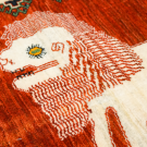 オールドライオン・87×59・赤色・白原毛・ライオン・玄関マットサイズ・アップ画
