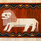 オールドライオン・124×75・赤色・ライオン・ペイカン文様・白原毛・玄関マットサイズ・真上画