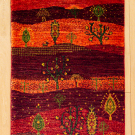 カシュクリランドスケープ・88×59・赤色・オレンジ色・羊・生命の樹・玄関サイズ・真上画
