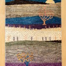 カシュクリランドスケープ・92×66・青色・紫色・茶色原毛・生命の樹・玄関サイズ・真上画