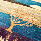 カシュクリランドスケープ・92×66・青色・紫色・茶色原毛・生命の樹・玄関サイズ・アップ画