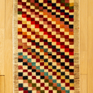 オールドギャッベ・112×57・カラフル・茶色原毛・玄関サイズ・真上画
