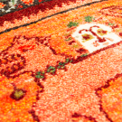 アマレライオンミニ大・41×43・オレンジ色・ピンク・ライオン・太陽・ミニギャッベ・アップ画