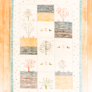 アマレ・184×122・白原毛・生命の樹・鹿・小花柄・水色・センターラグサイズ・真上画