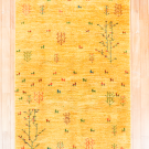 アマレ・175×119・黄色・生命の樹・羊・センターラグサイズ・真上画