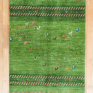 アマレ・163×97・緑色・ラクダ・鹿・小花柄・センターラグサイズ・真上画