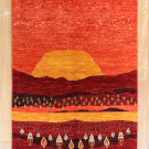カシュクリ・151×98・赤色・風景・糸杉・センターラグサイズ・真上画