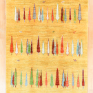 アマレ・186×123・黄色・糸杉・ラクダ・センターラグサイズ・真上画