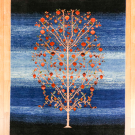 ルリバフ・194×138・青色・紺色・ザクロの木・グラデーション・リビングサイズ・真上画