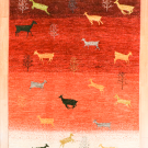 アマレ・218×150・赤色・鹿・木・リビングサイズ・真上画