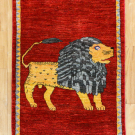 ルリバフ・121×77・赤色・ライオン・玄関サイズ・真上画