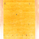 アマレ・168×123・黄色・鹿・人・木・センターラグサイズ・真上画