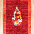 アマレ・174×119・赤色・糸杉・羊・ヤギ・木・センターラグサイズ・真上画
