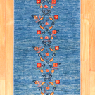 カシュクリ・146×56・水色・花柄・キッチンサイズ・廊下敷き・真上画
