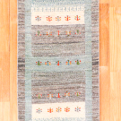 カシュクリ・150×50・水色・グレー原毛・木・廊下敷き・キッチンサイズ・真上画