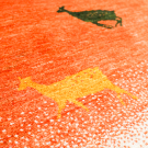 アマレ・218×150・赤色・鹿・木・リビングサイズ・アップ画