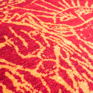 カシュクリランドスケープ・112×116・赤色・ライオン・太陽・センターラグサイズ・アップ画