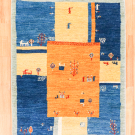 アマレ・118×83・青色・黄色・羊・鹿・木・玄関サイズ・真上画