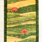 カシュクリ・97×63・緑色・木・風景・羊・小花・玄関サイズ・真上画