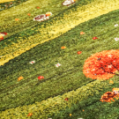 カシュクリ・97×63・緑色・木・風景・羊・小花・玄関サイズ・アップ画