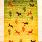 カシュクリ・92×58・緑・黄色・鹿・玄関サイズ・真上画