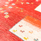 アマレ・201×208・赤色・羊・生命の樹・白原毛・花・大型ルームサイズ・アップ画