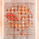 ルリバフ・249×155・グレー原毛・生命の樹・ボテ文様・リビングサイズ・真上画