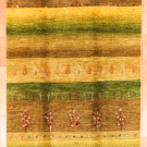 アマレ・239×178・緑色・グラデーション・生命の樹・ヤギ・孔雀・リビングサイズ・真上画