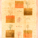 アマレ・238×165・黄色・生命の樹・鹿・リビングサイズ・真上画