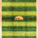 アマレ・200×153・緑色・ラクダ・鹿・キャラバン・人・リビングサイズ・真上画