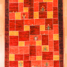 アマレ・177×120・赤色・生命の樹・鹿・四角・センターラグサイズ・真上画