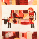 アマレランドスケープ・206×151・赤色・オレンジ色・白原毛・牛・リビングサイズ・真上画