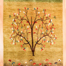 アマレ・195×147・緑色・グラデーション・鳥・生命の樹・花・リビングサイズ・真上画