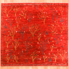 アマレ・195×198・赤色・生命の樹・羊・リビングサイズ・真上画