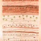 カシュクリ・179×128・茶色・ベージュ・原毛・ラクダ・鹿・羊・木・センターラグサイズ・真上画