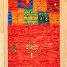 カシュクリ・130×50・赤色・パッチワーク・生命の樹・女の子・花・井戸・廊下敷き・かまちサイズ・真上画