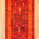 カシュクリ・147×47・赤色・生命の樹・羊・糸杉・廊下敷き・かまちサイズ・真上画