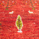 カシュクリ・147×47・赤色・生命の樹・羊・糸杉・廊下敷き・かまちサイズ・アップ画