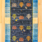 アマレ・141×54・青色・紺色・生命の樹・しだれ柳・鹿・グラデーション・廊下敷き・かまちサイズ・真上画