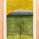 アマレ・91×63・緑色・黄緑・生命の樹・小花柄・風景・玄関マット・真上画