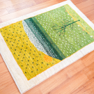 アマレ・91×63・緑色・黄緑・生命の樹・小花柄・風景・玄関マット・使用イメージ画