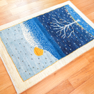 アマレランドスケープ・97×63・青色・水色・生命の樹・小花柄・玄関マット・アップ画
