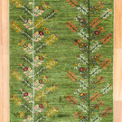 カシュクリ・98×61・緑色・生命の樹・花・玄関マット・真上画