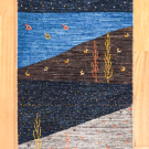 カシュクリ・145×52・水色・紺色・茶色・原毛・ラクダ・羊・木・廊下敷き・かまちサイズ・真上画