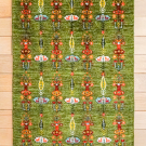 ルリバフ・90×60・緑・総柄・玄関サイズ・真上画