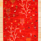 アマレ・95×62・赤・生命の樹・鹿・玄関サイズ・真上画