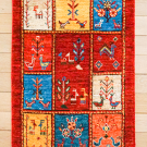 アマレ・85×59・赤・四角・パネル文様・生命の樹・玄関サイズ・真上画