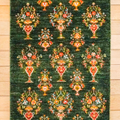 ルリバフ・95×60・緑・花瓶反復文様・玄関サイズ・真上画