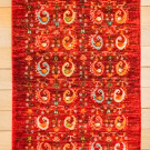 ルリバフ・92×58・赤・孔雀・総柄・玄関サイズ・真上画