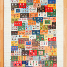 カシュクリ・146×96・カラフル・パッチワーク・鹿・木・女の子・センターラグサイズ・真上画